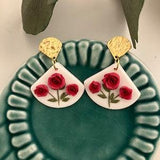 Polymer Clay Floral Earrings, Flower Earrings, Clay Earrings, Boho Earrings, Rose Earrings