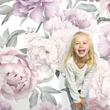 Peony Bouquet Peel and Stick Wallpaper | Removable Floral Wallpaper | Self Adhesive Watercolor Peonies Large Mural | Pink Nursery Wallpaper
