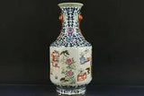 12.8" Antique Porcelain Qing dynasty qianlong mark doucai peony flower bird Vase