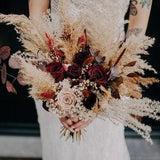 Burgundy Wedding Bouquet,Fall Bridesmaid, Burnt Orange, Chocolate Bouquet, Wine bridal bouquet, Dried flower wedding, Boho Wedding Bouquet
