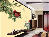 3D Peony Flowers Birds G1451 Wallpaper Wall Murals Removable Self-adhesive Honey