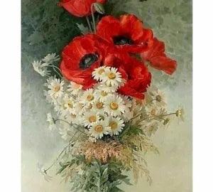 Painting By Numbers Peonies And Daisies Flower Design Canvas Display Decorations