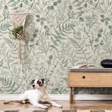Fern Botanical Wallpaper, Botanical Wallpaper Peel and Stick, Botanic Plants Wall Mural, Leaves Wall Art, Removable Botanical Self Adhesive