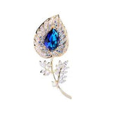 Gold Plated Blue Clear Cubic Zirconia CZ Calla Lily Flower Brooch Pin