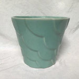 Vintage Alamo Pottery Planter Teal Green Scalloped Planter