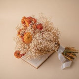 Autumn baby's breath bridal bouquet / burnt orange straw flowers / helichrysum