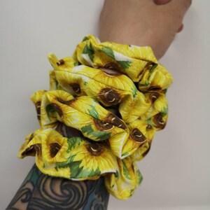 Handmade Sunflower Print Scrunchie