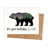 Seed Paper Bear Birthday Card | It's Your Birthday Go Wild | Plantable Birthday Card | Northern Lights Bear | Nature Lover Birthday Gift