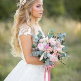 Romantic bridal bouquet Eucalyptus bouquet Bridesmaid bouquets Pastel Peach and blush bouquet Rose Peony bouquet Wedding boho bouquet