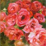 Bouquet of red roses. Original impressionist floral art, oil painting on canvas