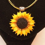 sunflower pendant necklace polymer clay jewelry gift for her Floral jewelry bridesmaid jewelry Wedding sunflower jewelry yellow flower penda