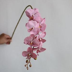 35" Fake Orchids in Dusty Pink, Artificial Phalaenopsis Orchids Stem, DIY Office/Wedding/Home/Holiday/Kitchen Decorations, Gifts for Her