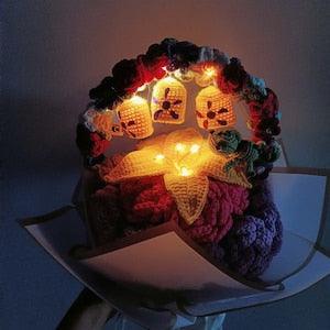 Handmade bouquet, crochet chameleon,glowing flower bouquet,lily,bouquet for friend,Mother's Day gift, knitted Flowers,Home Furnishing Decor