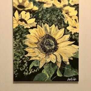 Original Acrylic Painting of Sunflowers-Gifts,Wall hangings,Home decor,Canvas paintings,Sunflower art,Original,Ready to hang