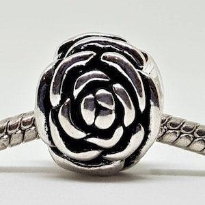 Silver Rose Charm for European Bracelets