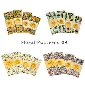 Floral Patterns Beeswax food wraps, Reusable Wax wrap Beeswax paper Wax paper Washable Wrap Zero waste Gift, Sunflower, Flower print