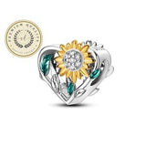 Sunflower Heart Charm For Bracelet, Heart Charm, Floral Charm, Birthday Gifts For Her, Christmas Gifts For Her