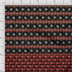 Soimoi Cotton Poplin Fabric Leaves & Ranunculus Panel Fabric Prints-LUb