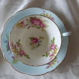 Pastel baby blue with rose floral bouquets  Foley Tea Cup- scroll down for item details/shipping