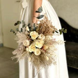 Bridal Bouquet of Dried Flowers, Series Boho Cream, White Roses and Pampas Grass Bouquet, Boho Bouquet, White Bouquet, Wedding Bouquet