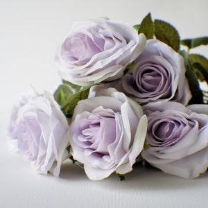 10 Purple roses bunch, Dusty lavender Silk Artificial Flowers, DIY wedding flowers, flower crown flowers, flower crown supplies