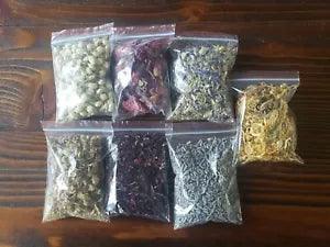 7 Piece Botanical Dried Flowers Wiccan Spellcasting Potion Ingredients