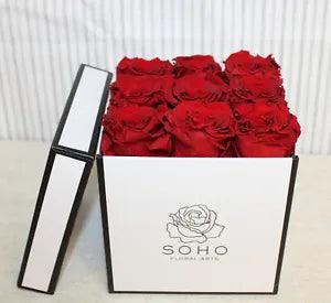 SOHO? Floral Arts 9 Dried Preserved Real Red Roses Flowers in Gift Box