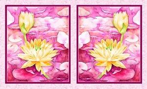 Water Lily Paint Artist Colorful Cotton Fabric By The Panel WATL3140-P