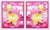 Water Lily Paint Artist Colorful Cotton Fabric By The Panel WATL3140-P