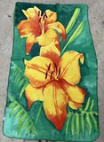 Day Lily Flowers Medium Weight Lap Blanket Throw Whipstitch Edge 55???x32???