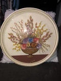 Vintage Dried flower basket harvest circle dome framed picture Very Pretty Wall