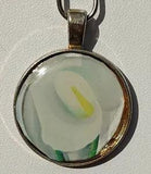 Georgia O'Keeffe White Calla Lily Print Silver-tone Pendant