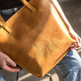 Personalized Leather Tote Bag, Yellow Tote Bag, Sunflower Pattern, Boho Bag, Tote Bag Aesthetic, Cute Tote Bag, Handbag