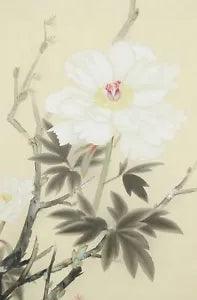 JAPANESE PAINTING Bird HANGING SCROLL Peony FROM JAPAN FLOWER PLANT e703