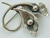 Vintage RETRO Signed BEAU Sterling Silver CALLA LILIES Lily Flower Brooch / Pin