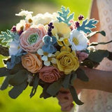 Spring Cabbage Rose Ranunculi Blossom Bouquet Felt Flowers