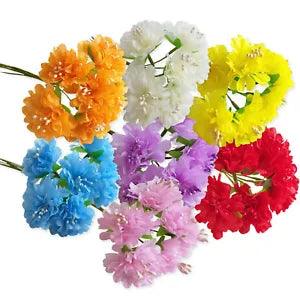 6pcs Artificial Carnation Craft Flowers Hair Garland Floral Decoration Wedding
