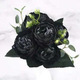 NNEOBA 30cm Rose Pink Silk Peony Artificial Flowers Bouquet 5 Big Head and 4 Bud