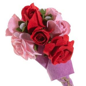 Felt Flowers, Petite Red Rose Bouquet, Flower Bouquet, Valentine's Day, Flower Bouquet
