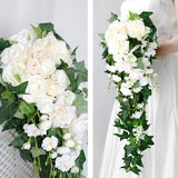 White cascading bridal bouquet, White cascade bouquet, Bridal bouquet white and greenery, White wedding bouquet, Wedding bouquet white green