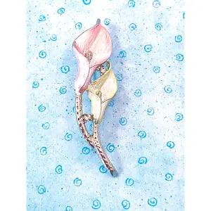 Premier Designs Calla Lily Brooch/ Pin - Pale Pink and Pale Yellow