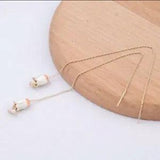 Enamel White Pink ???Lily Of The Valley??? Flower Gold Plated Threader Earrings