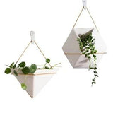 White Triangle Handcrafted Hanging Ceramic Wall Planters,Wall Hanging Flower Planter ,Hanging Pots,Hydroponics Planter,Air Plant Holder,