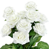 White Real Touch Roses Silk Artificial Flowers ??Petals Feel and Look like Fresh Roses' 10 Stems - FiveSeasonStuff Floral