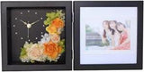 HAPPY SMIRE Preserved Flower Photo Clock Arvo Brown Orange New