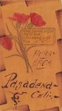 Pasadena California c1906 LEATHER Postcard Hurry Back Red Carnations