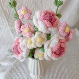 Pink crochet bouquet, rose bouquet, puff flowers, Valentine's Day gift, gift for friends,birthdaygift (without vase)