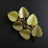 BROOCH Vintage green Leaf Lucite Moonglow Thermoset Collectible Rare Brooch Jewel Costume Designer Jewelry Yesterday Gift Mid Century