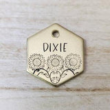 Sunflowers  - Pet ID tag - Dog tag for dogs - Pet Name Tag - Hand Stamped - Personalized - Dog Collar - Custom - Dog Tag -