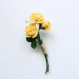 Rose bouquet brooch - Mini crochet yellow rose pin - Thank you gift, Mother's day gift